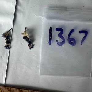 Purple Blue Crystal Bead Flower Climber Crawler Earring‎ Studs